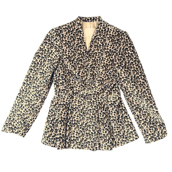Like New! Rebecca Taylor Leopard Print Velveteen Jacket in Caramel Combo Size 2 - Picture 3 of 15